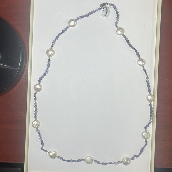 Light Blue with Pearls Necklace - Picture 2 of 3